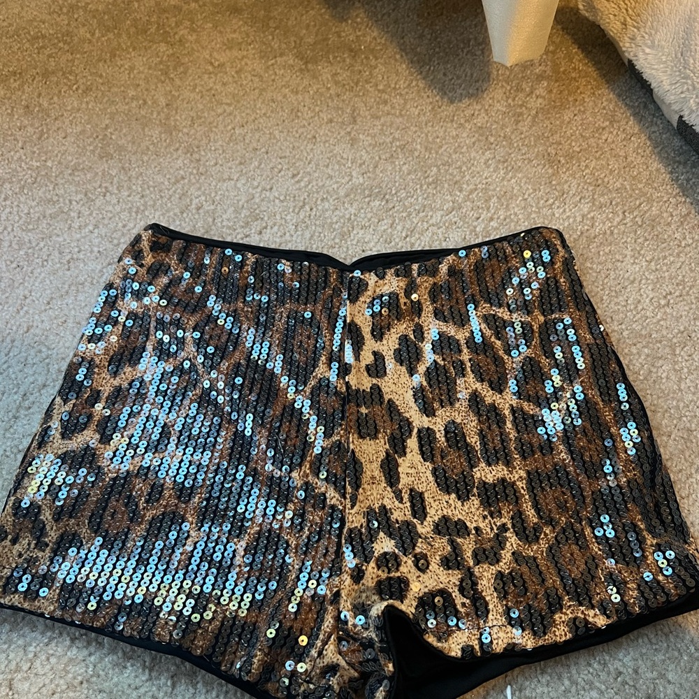 Sequin Leopard Print Women's Shorts